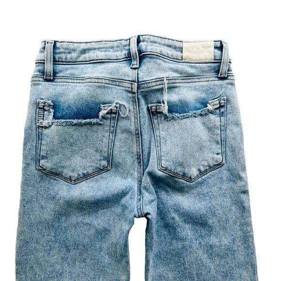Paige Hoxton Slim Crop Jeans Size 26 Raw Hem Light Blue Wash 5 Pocket Mid-Rise - Picture 9 of 9